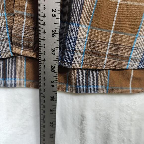 Toad & Co Brown Plaid Long Sleeve Button Up Shirt Size Large Organic Cotton - Picture 8 of 11